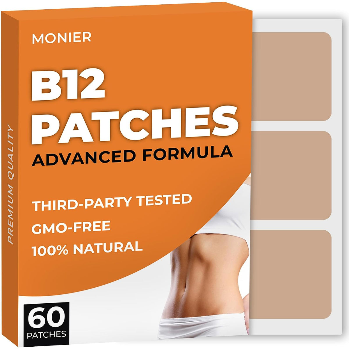 MONIER B12 Patches (Pack of 60) - Natural Vitamin B12 Patch for Energy and Focus - görsel 1