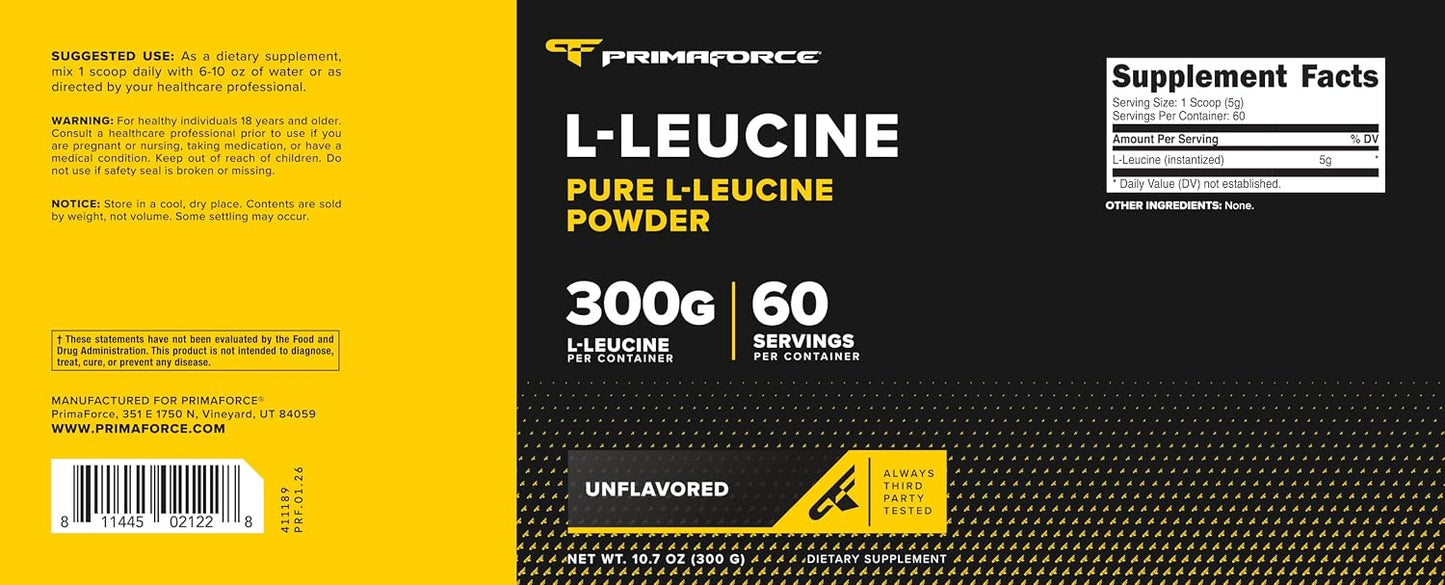 Primaforce L-Leucine (300 g | 60 Servings) – Pure L-Leucine Powder, 5 g per Serving - görsel 5
