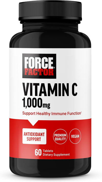 Force Factor Vitamin C 1000mg Immune Support Supplement, Vitamin C Tablets for Immunity and Antioxidant Defence, Premium Quality, Vegan, 60 Tablets