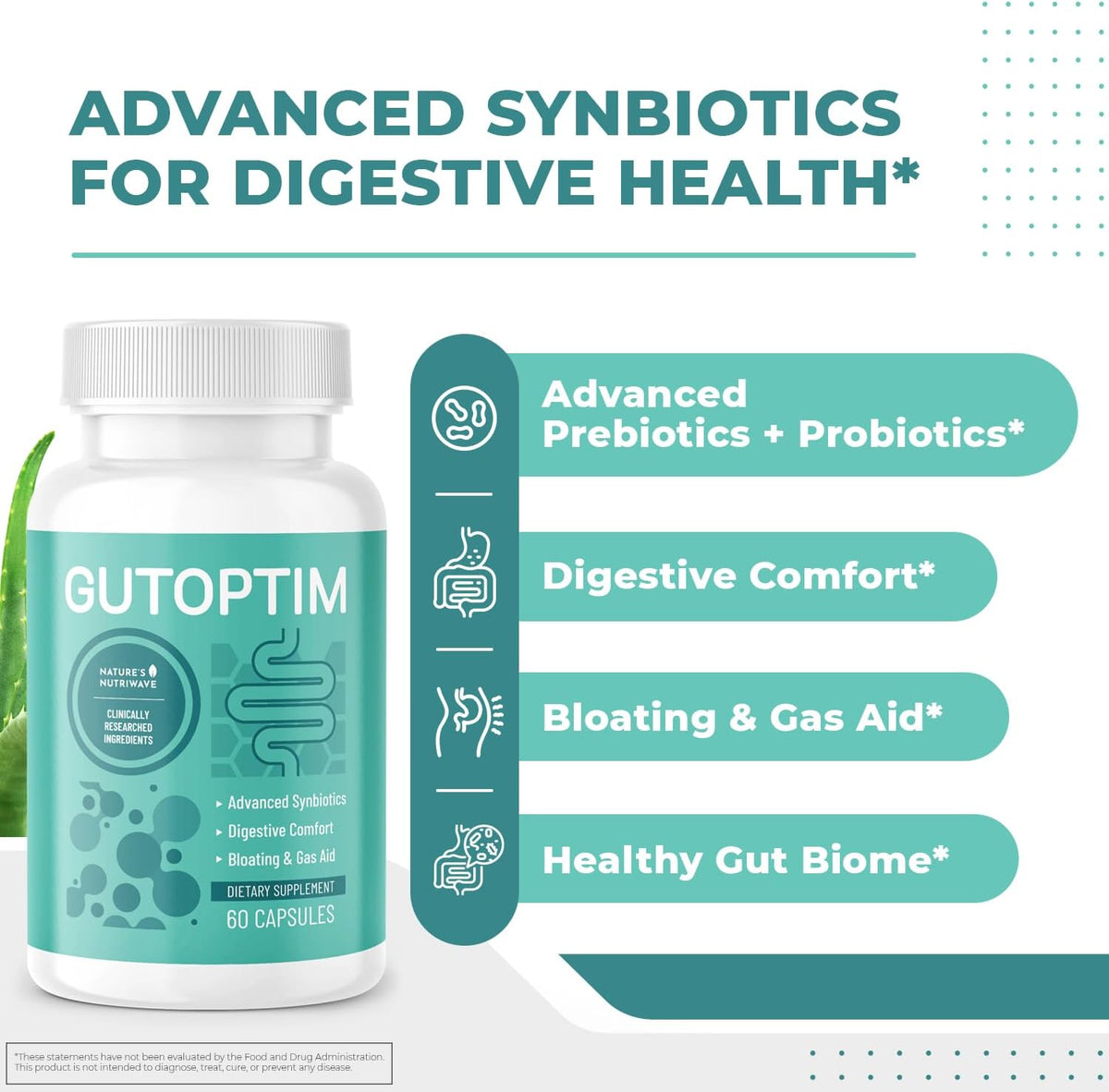 GutOptim Pre & Probiotic Enzyme Capsules – 60 Capsules, 1 Month Supply - görsel 2