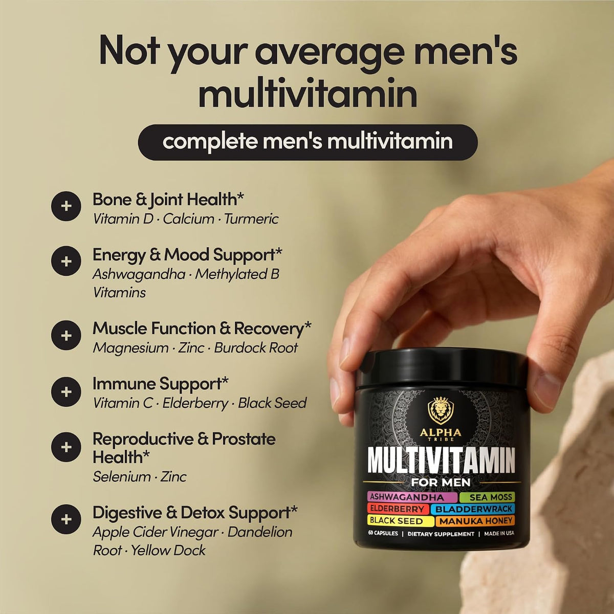 Alpha Tribe Multivitamin for Men with Sea Moss, Ashwagandha, Black Seed, and Elderberry - görsel 6