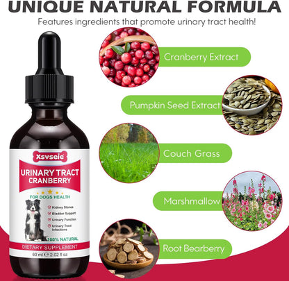 Xsvseie Dog Urinary Tract Drops - Natural Herbal Supplement with Cranberry for Bladder Health