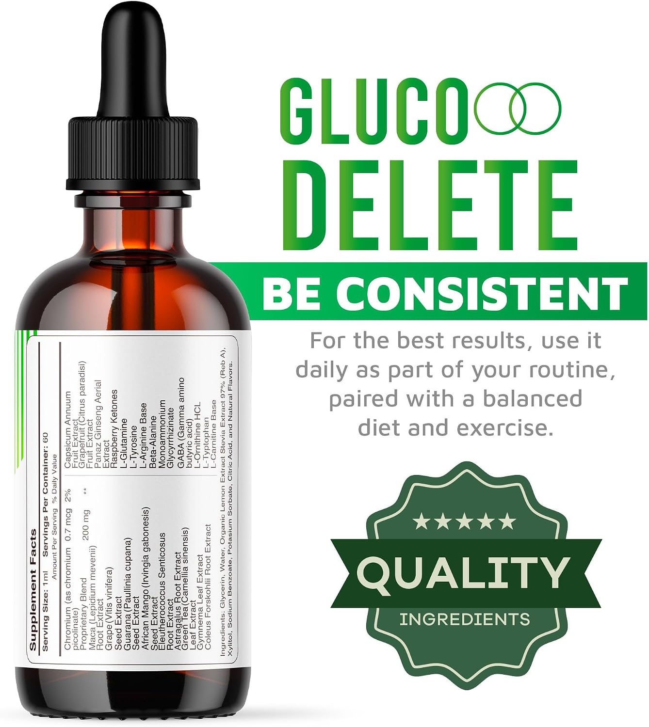 Gluco Delete Drops - All Natural Liquid Support Formula (5-Pack) - görsel 4