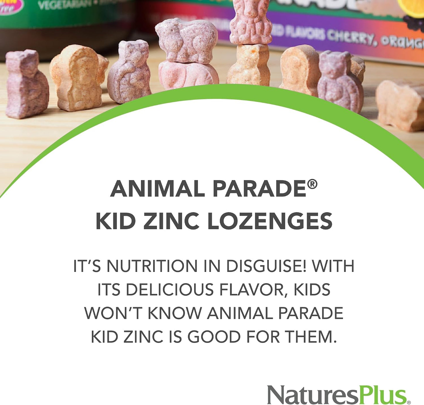 NaturesPlus Animal Parade KidZinc - Organically Chelated Zinc - Tangerine Flavour - 90 Animal-Shaped Lozenges - görsel 3