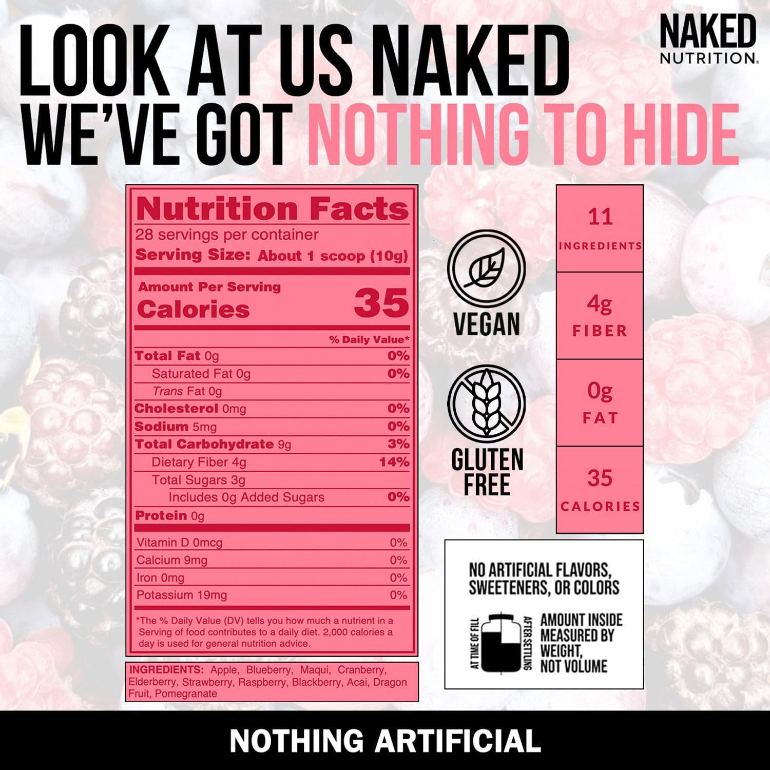 NAKED Reds Superfood Powder - Healthy, Energising Polyphenol Fruit Powder Mix, No Fillers, No Additives, Vegan, Non-GMO, Gluten-Free - 28 Servings - görsel 5