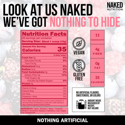 NAKED Reds Superfood Powder - Healthy, Energising Polyphenol Fruit Powder Mix, No Fillers, No Additives, Vegan, Non-GMO, Gluten-Free - 28 Servings