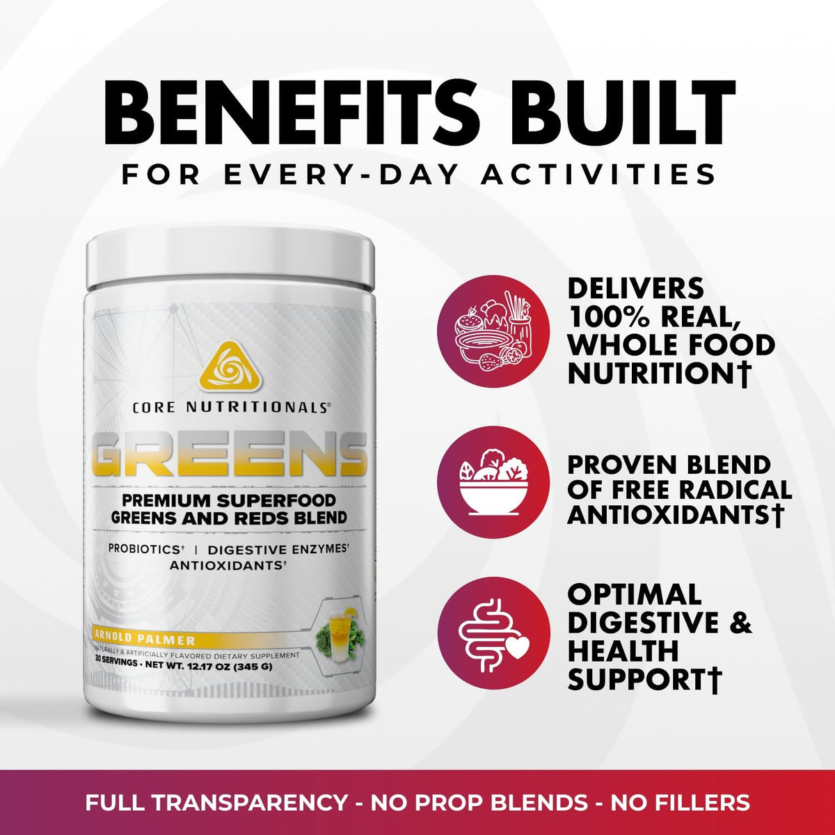 Core Nutritionals Greens - Superfood Reds & Greens Blend, Chocolate Decadence, 30 Servings - görsel 3