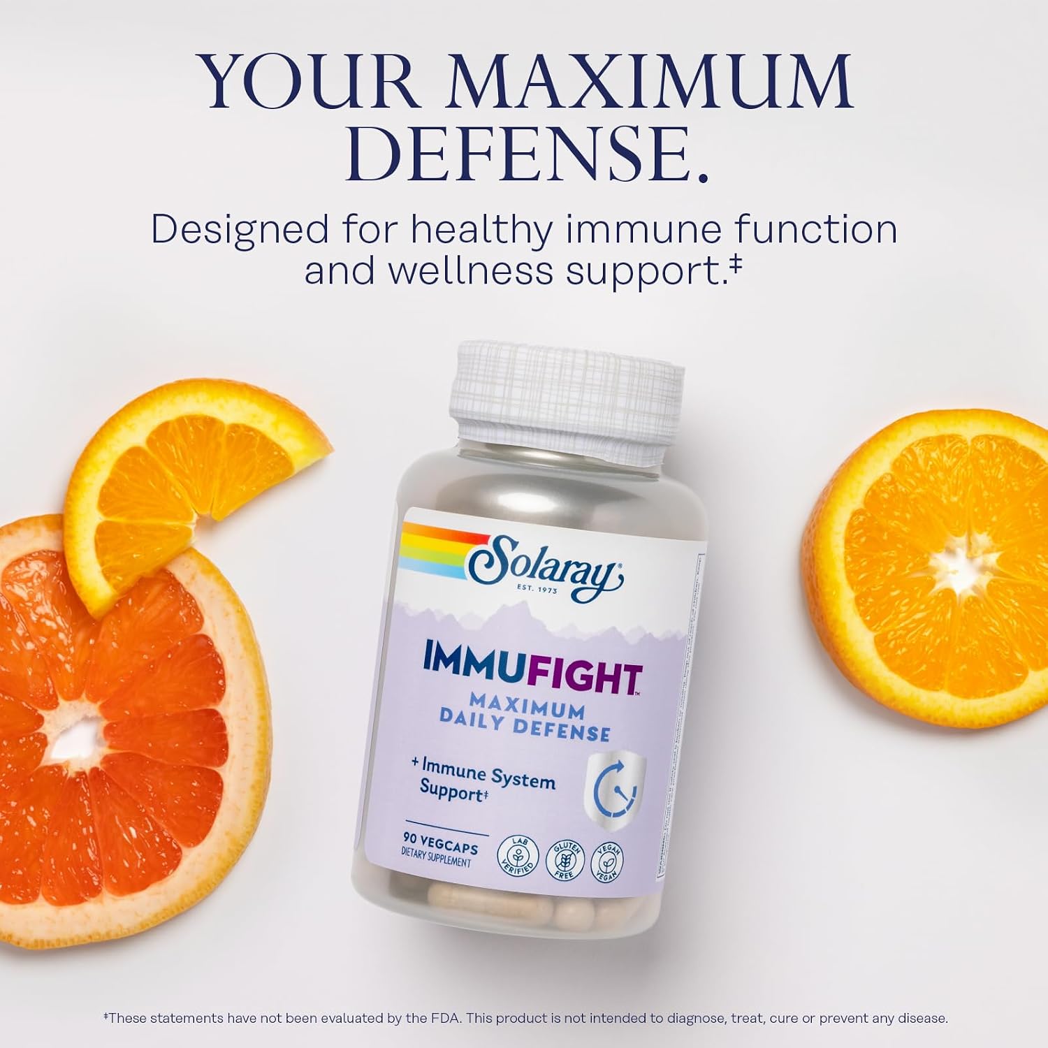 SOLARAY Immufight Maximum Daily Defence - Immune Support with Vitamin C, D, Zinc, Probiotics & Monolaurin - Vegan & Gluten-free - 90 VegCaps (30 Servings) - görsel 3