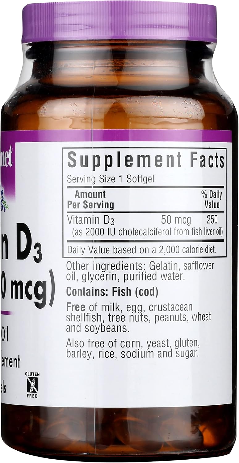 Bluebonnet Nutrition Vitamin D3 2000 IU, 250 Softgels - görsel 7