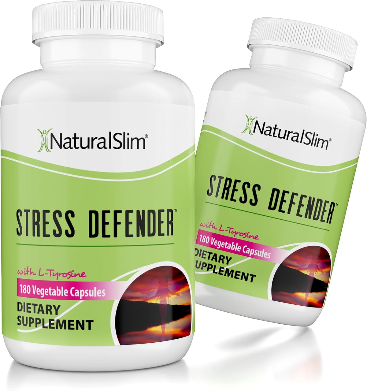 NaturalSlim Stress Defender - Stress Support Supplement with Vitamin B5 & L-Tyrosine - 180 Vegetable Capsules (2-Pack) - görsel 1