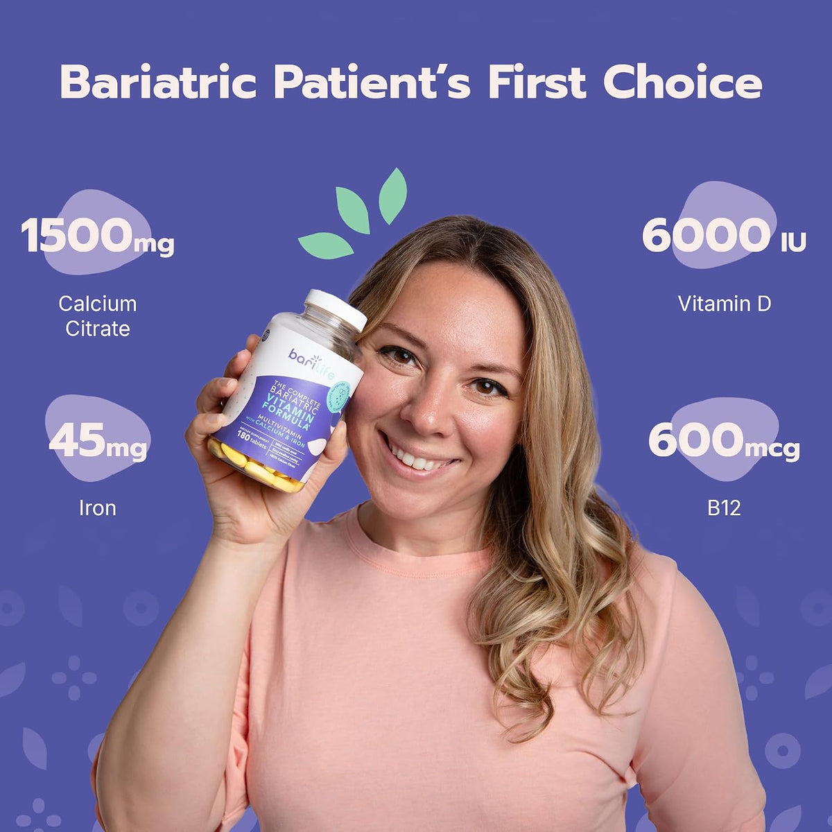 Bari Life Complete Bariatric Multivitamin Non-chewable Tablet with Calcium Citrate and Iron - 180 Tablets - görsel 5