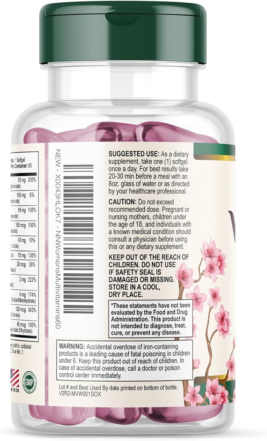 Multivitamin for Women - Complete Daily Women's Multivitamin with Calcium, Folic Acid, Vitamin A, C, D, E, and B Vitamins, Zinc and Iron - Vitamins for Bone, Energy & Immune Support - 60 Softgels - görsel 8