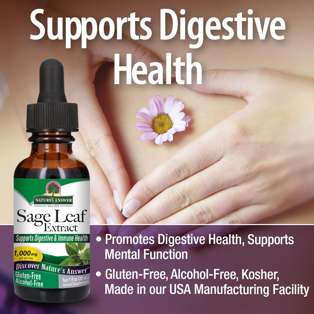 Nature's Answer Alcohol-Free Sage Leaf Liquid Extract, 30ml - görsel 4