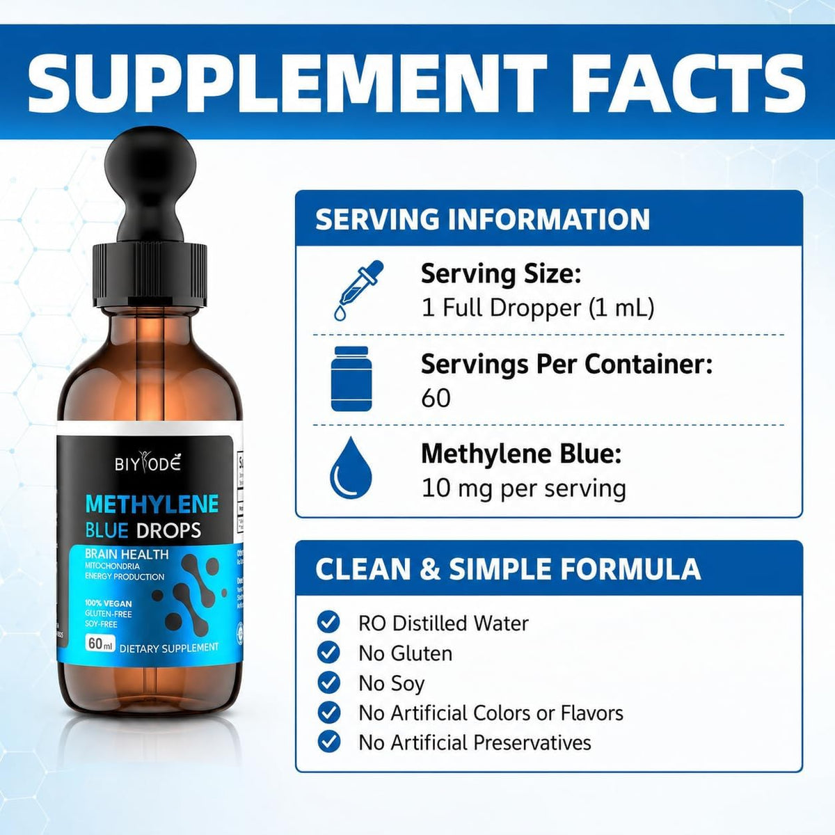 Methylene Blue Drops - Formaldehyde and Alcohol Free - 1% Methylene Blue for Human Undertake - Brain Health Grade - görsel 5
