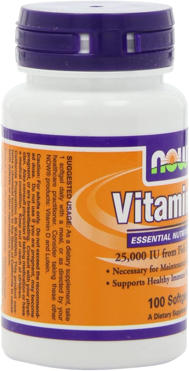 NOW Vitamin A 25,000 IU, 100 Softgels (Pack of 4) - görsel 6