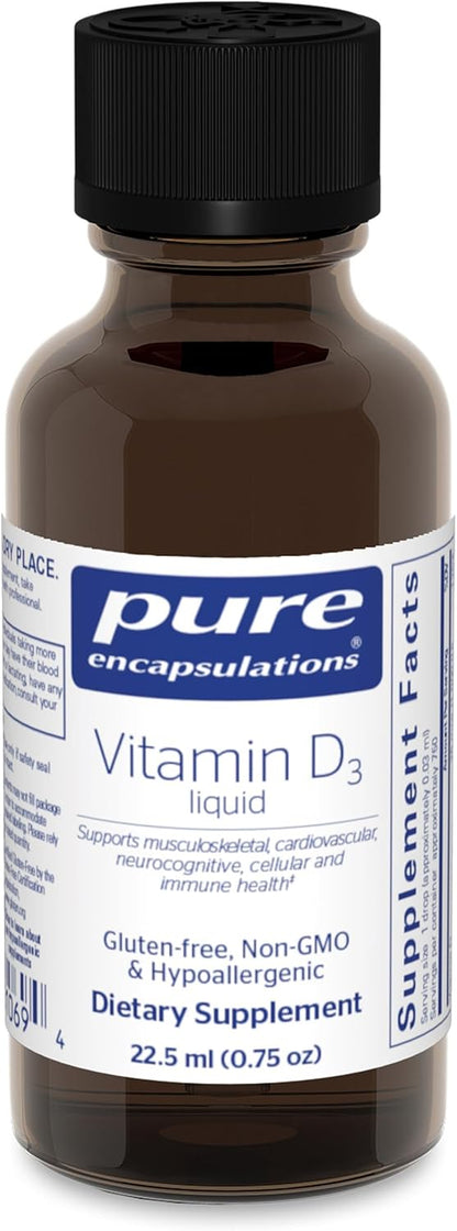 Pure Encapsulations Vitamin D3 Liquid | Bone, Immune & Cellular Support | 22 ml
