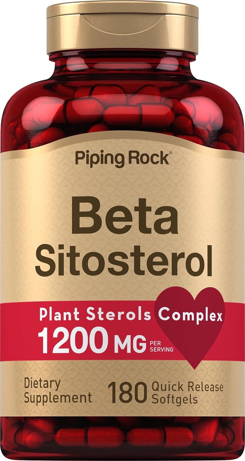 Piping Rock Beta Sitosterol Supplement for Men | 1200 mg | 180 Softgels | Plant Sterols Complex | Non-GM, Gluten-free - görsel 1