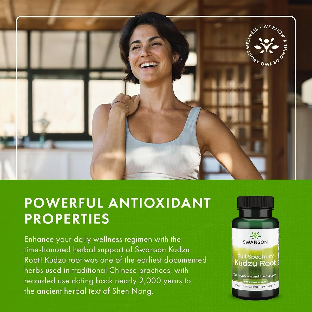 Swanson Full Spectrum Kudzu Root - Herbal Supplement (60 Capsules, 500mg) - 3 Pack - görsel 6