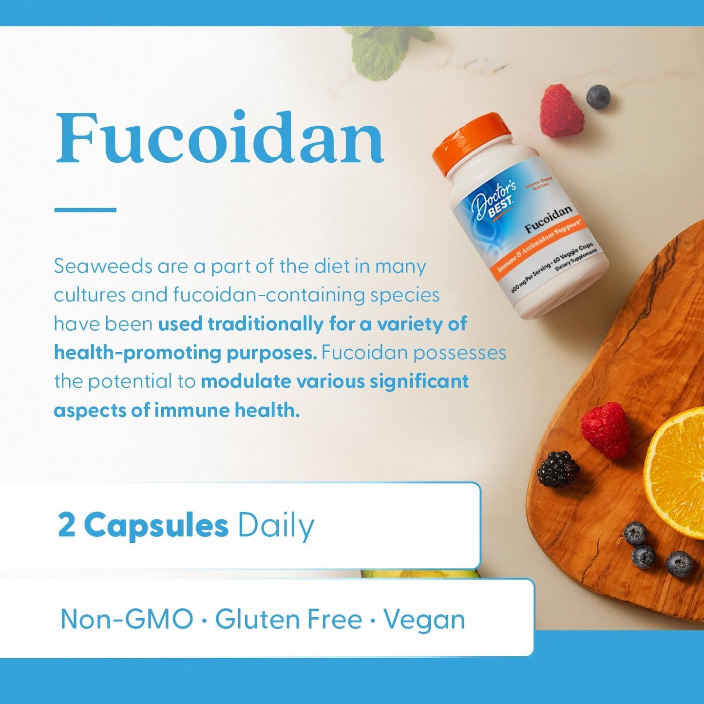 Doctor's Best Fucoidan 600mg Food Supplement - 60 Vegan Capsules - görsel 5