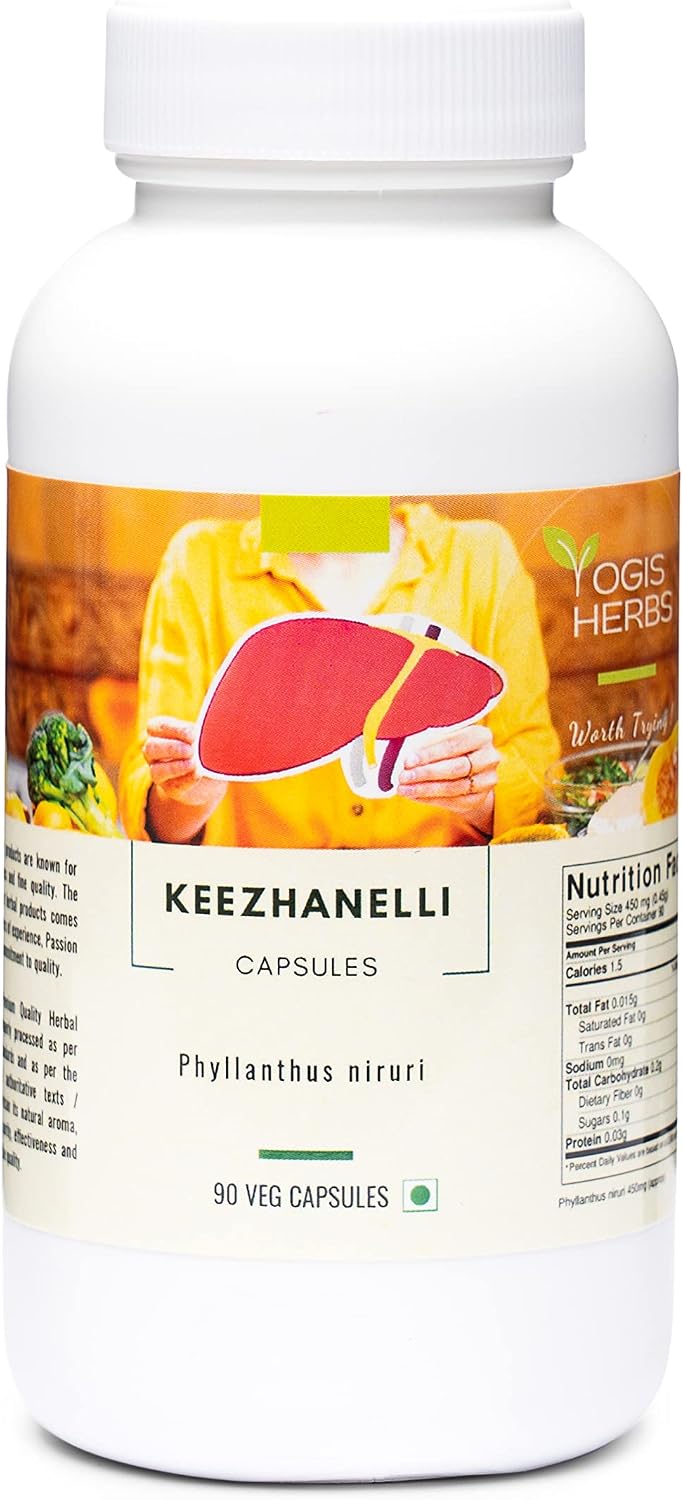 YOGIS HERBS Keezhanelli Capsules (Phyllanthus Niruri) – 90 Vegetable Capsules – Chanca Piedra Stone Breaker - görsel 1