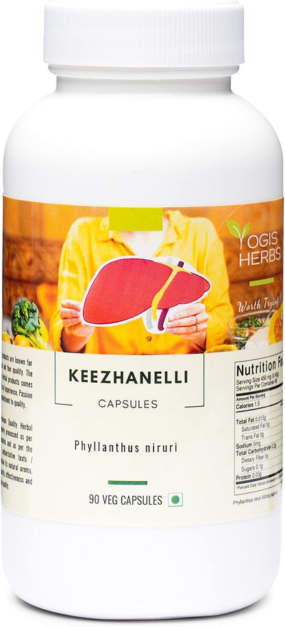 YOGIS HERBS Keezhanelli Capsules (Phyllanthus Niruri) – 90 Vegetable Capsules – Chanca Piedra Stone Breaker