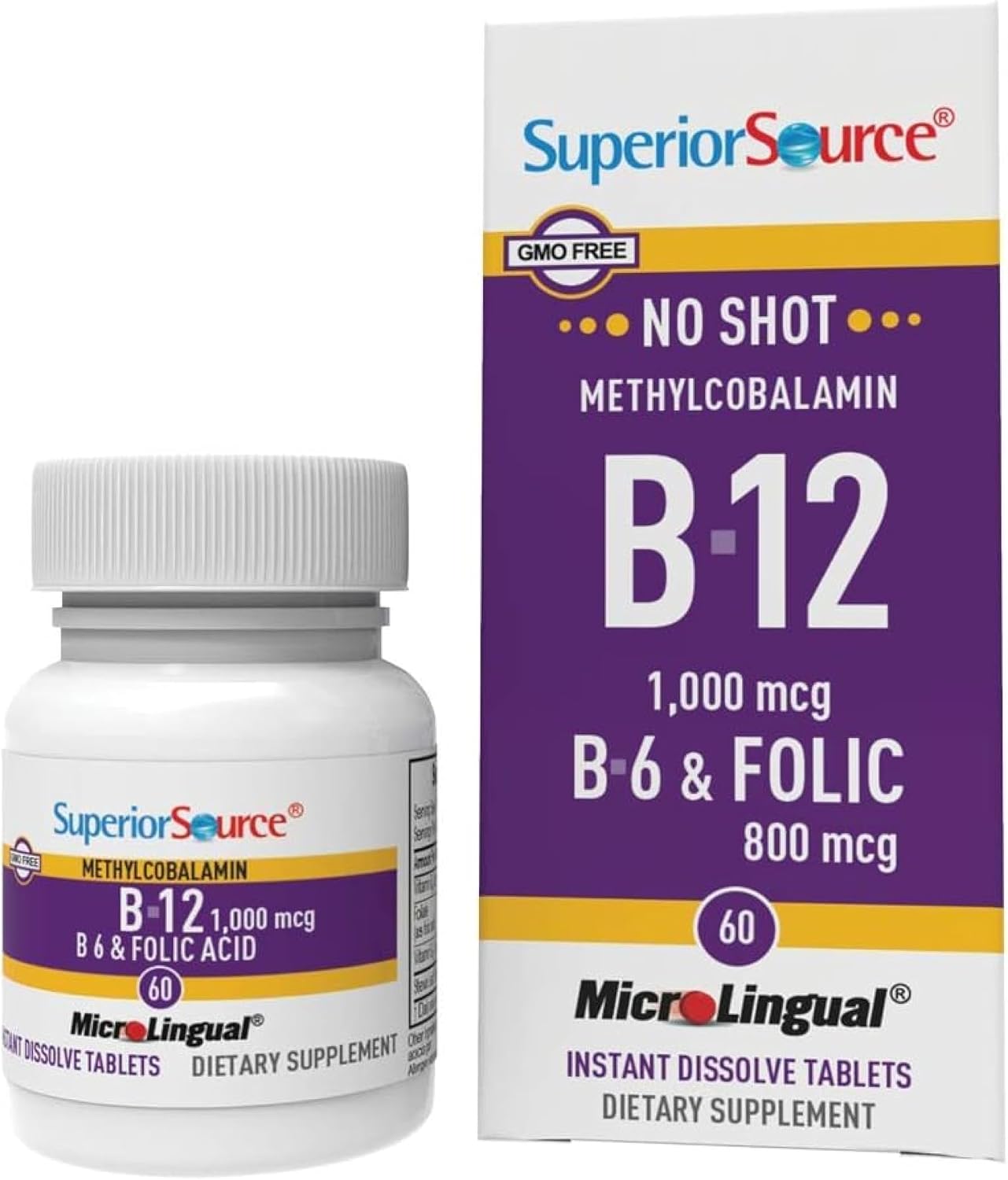 Superior Source No Shot B12 Methylcobalamin 1000 mcg with B6 & Folic Acid - görsel 1