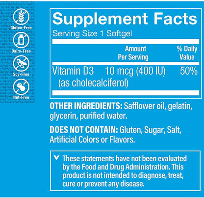 The Vitamin Shoppe Vitamin D3 400 IU Food Supplement - 200 Softgels