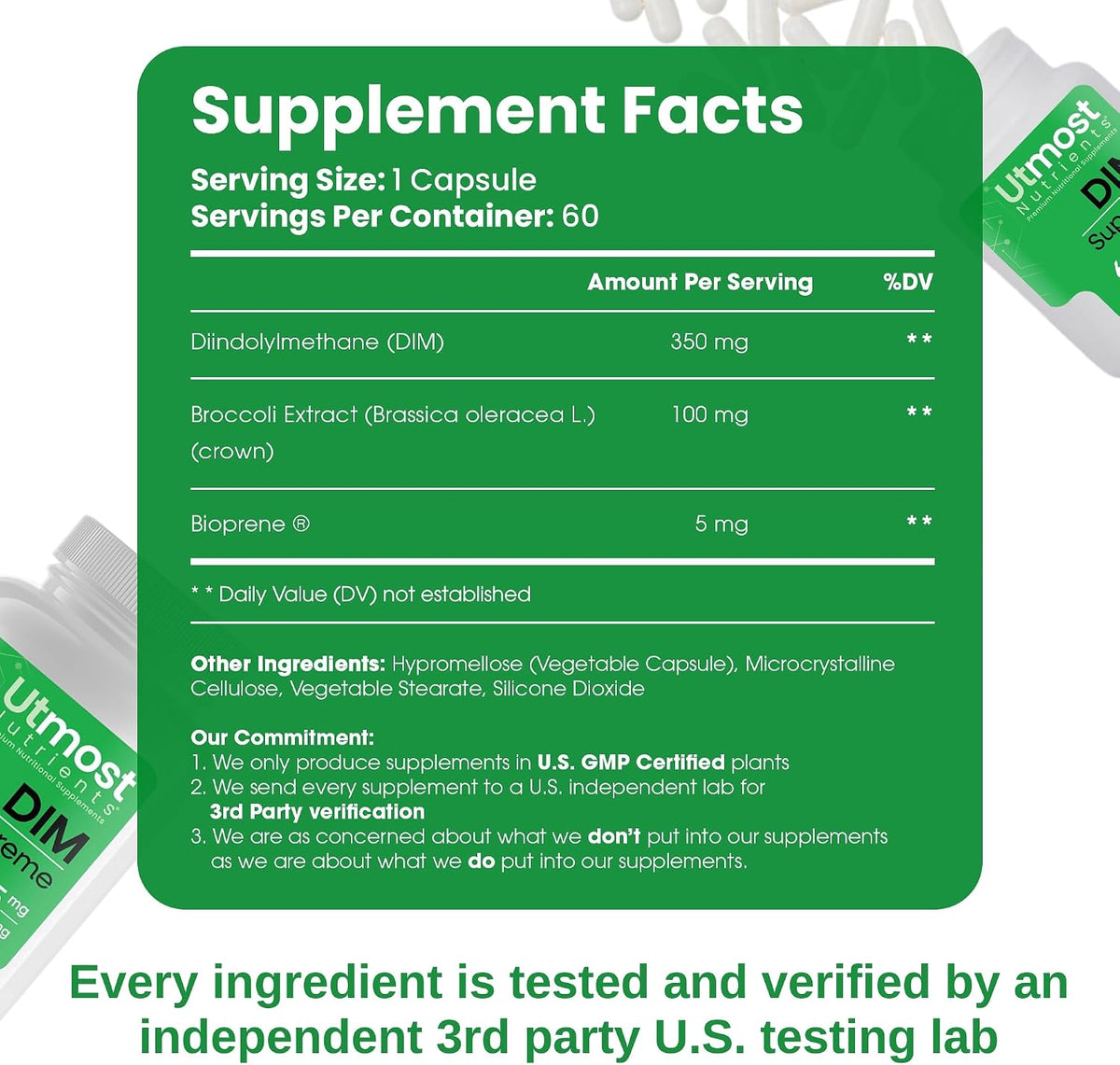 Utmost Nutrients DIM Supplement – 455 mg | Oestrogen Regulation & Acne Support - görsel 2