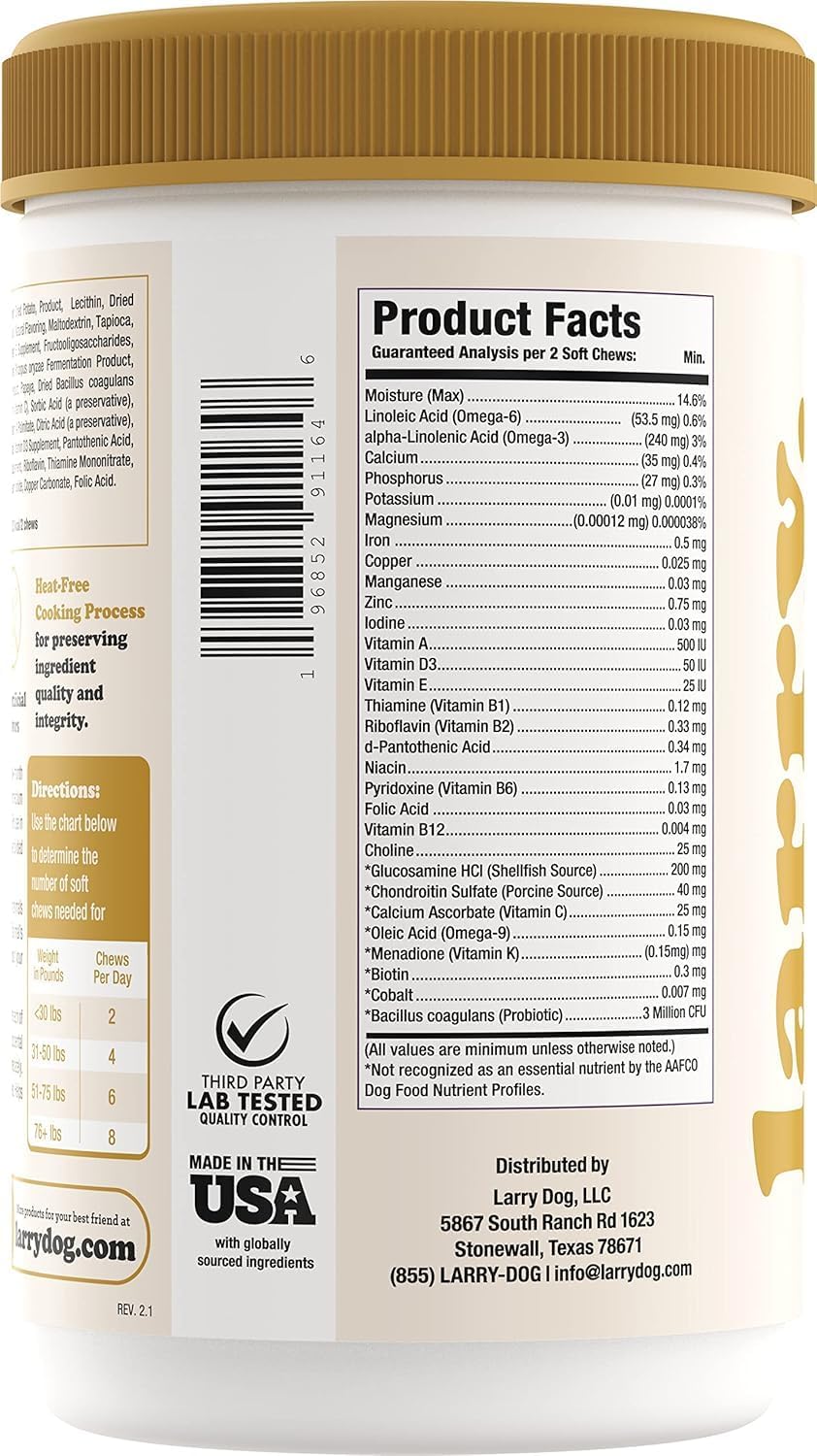 Larry 8-in-1 Multivitamin for Dogs | Heart, Digestion, Liver, Skin, Coat, & Joint Support | 60 Soft Chews - görsel 6