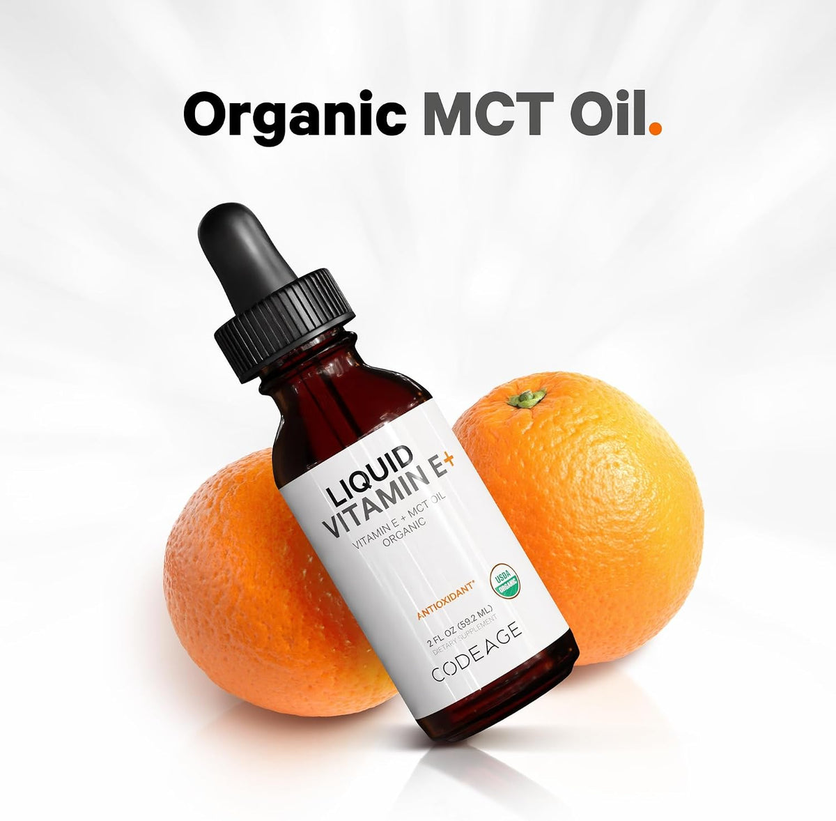 Codeage Liquid Vitamin E+ - USDA-Certified Organic Vitamin E - 2-Month Supply - D-Alpha Tocopherol Acetate, Organic MCT Oil, Orange Fruit Oil, Unflavoured, Non-GMO, Vegan, Gluten-free, 60 ml - görsel 5