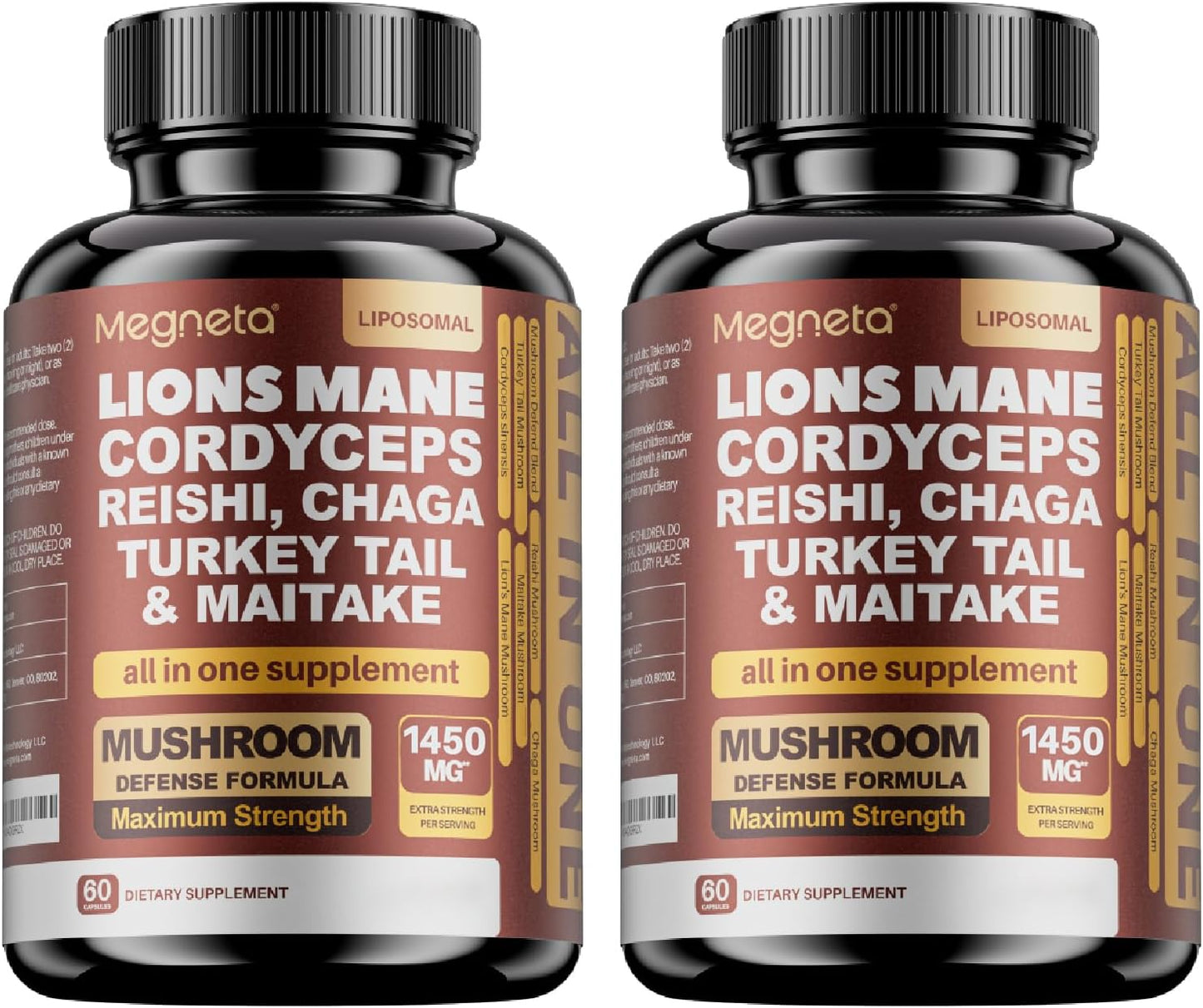 22 in 1 Multi Mushrooms Capsules, Lions Mane Cordyceps Sinensis Reishi Mushroom Turkey Tail Mushroom, 180 Capsules - görsel 4