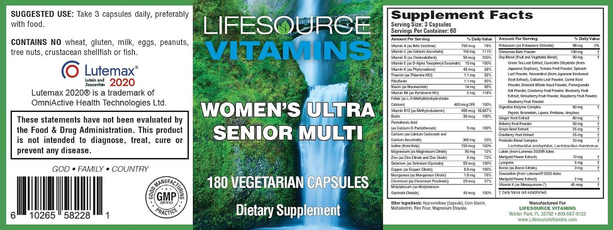 LifeSource Vitamins Women's Senior Multi - Multivitamin for Women Over 50 (180 Capsules, 60-Day Supply) - görsel 2