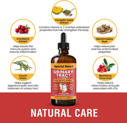 Cat and Dog Urinary Tract Infection Treatment – Natural UTI Relief with Cranberry Drops – Kidney and Bladder Support – Helps Incontinence, Frequent Urination, Bladder Stones – Pet Renal Care Drops