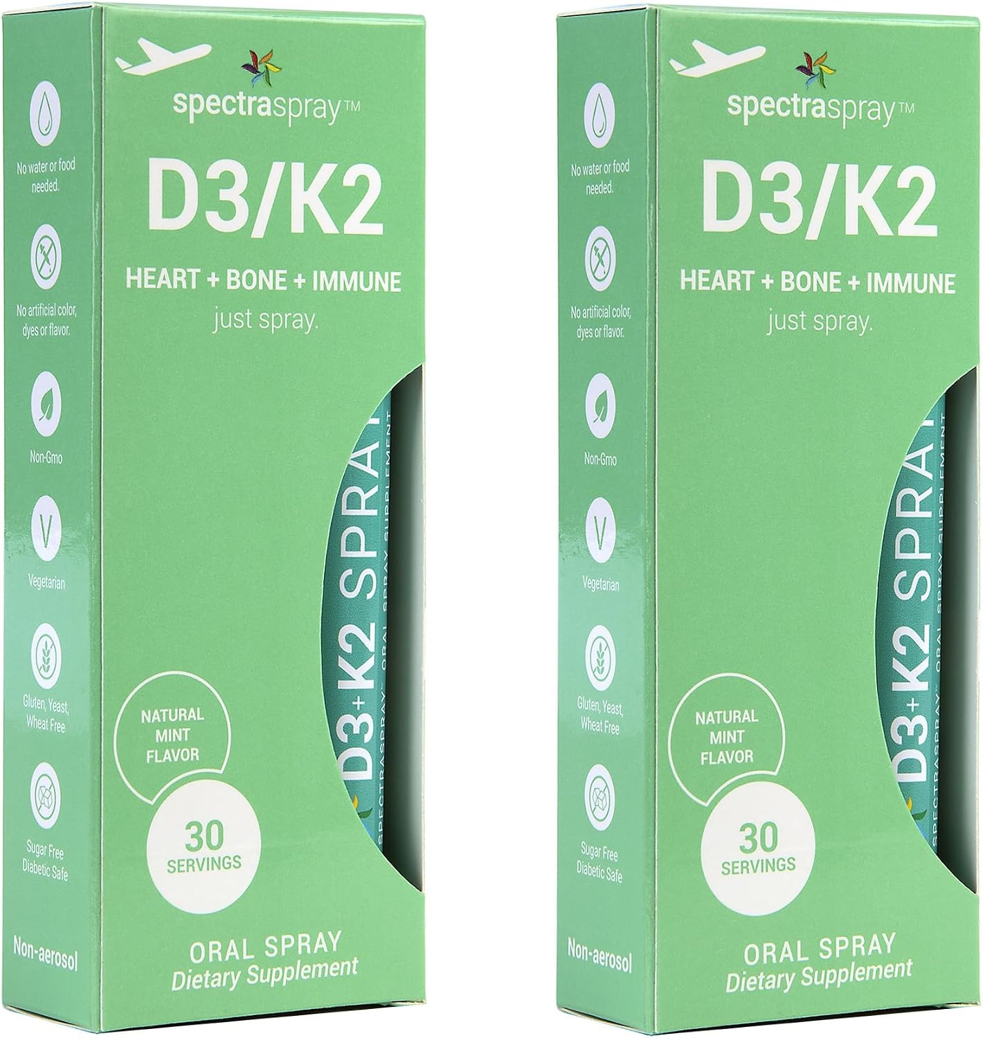 Spectraspray Vitamin D3 + K2 Spray (2 Pack) – MenaQ-7 K2 Oral Liquid, 60 Day Supply - görsel 1