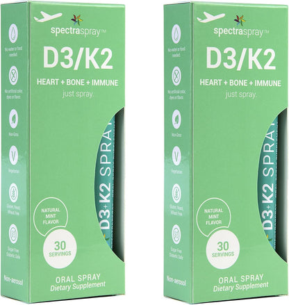 Spectraspray Vitamin D3 + K2 Spray (2 Pack) – MenaQ-7 K2 Oral Liquid, 60 Day Supply