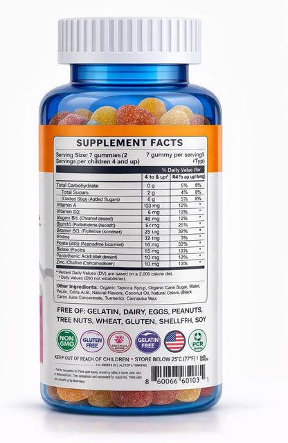 Kids Multivitamin Gummies – Wellrite Vitamin & Mineral for Growth & Immunity, Vegan, Gelatin Free, Gluten-free, Nut Free, 60 Count, Strawberry & Lemon Flavour