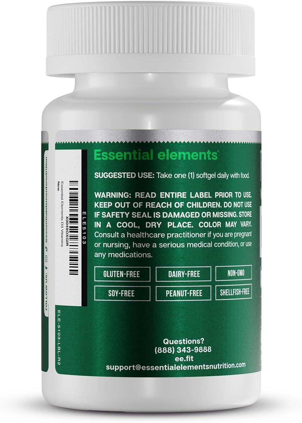 Essential Elements Vitamin D3 5000 IU – Soft gel capsules with Olive Oil – Bone, Muscle and Immune Support – 90 Soft gel capsules - görsel 7