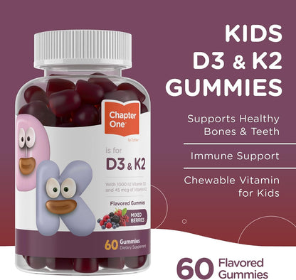 Zahler Chapter One Vitamin D3 & K2 Gummies – Immune & Bone Support – Cholecalciferol D3 & MK7 K2 – 60 Gummies