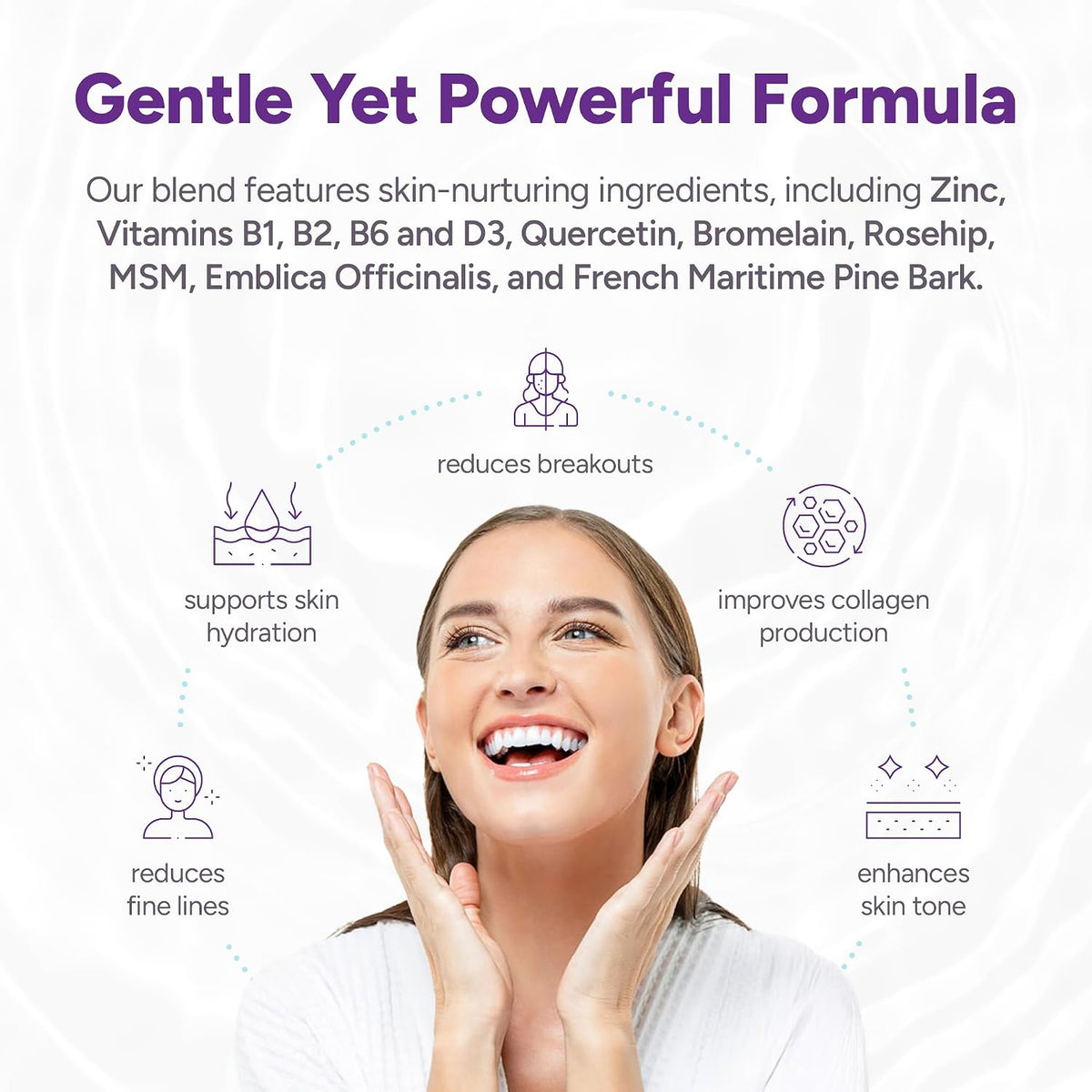 Clear Skin Supplement with Vegan Ceramides, Zinc, Vitamin D3, B6, Riboflavin & Thiamine | 30-Day Supply - görsel 2