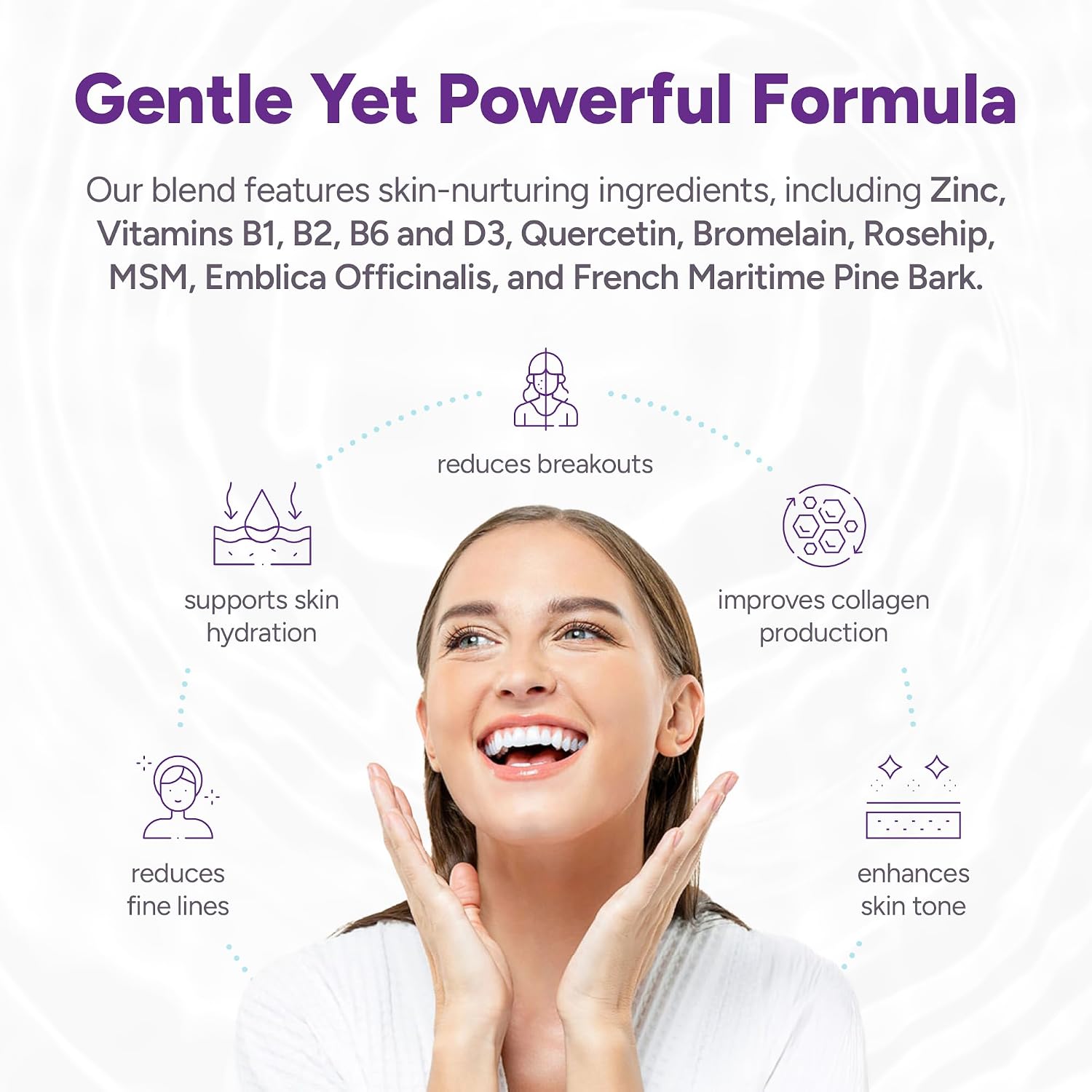 Clear Skin Supplement with Vegan Ceramides, Zinc, Vitamin D3, B6, Riboflavin & Thiamine | 30-Day Supply - görsel 2