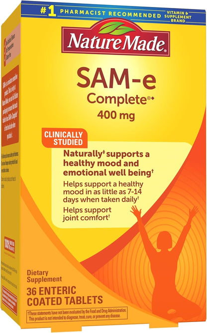 Nature Made SAM-e 200mg Complete, Food Supplement for Mood Support, 60 Tablets