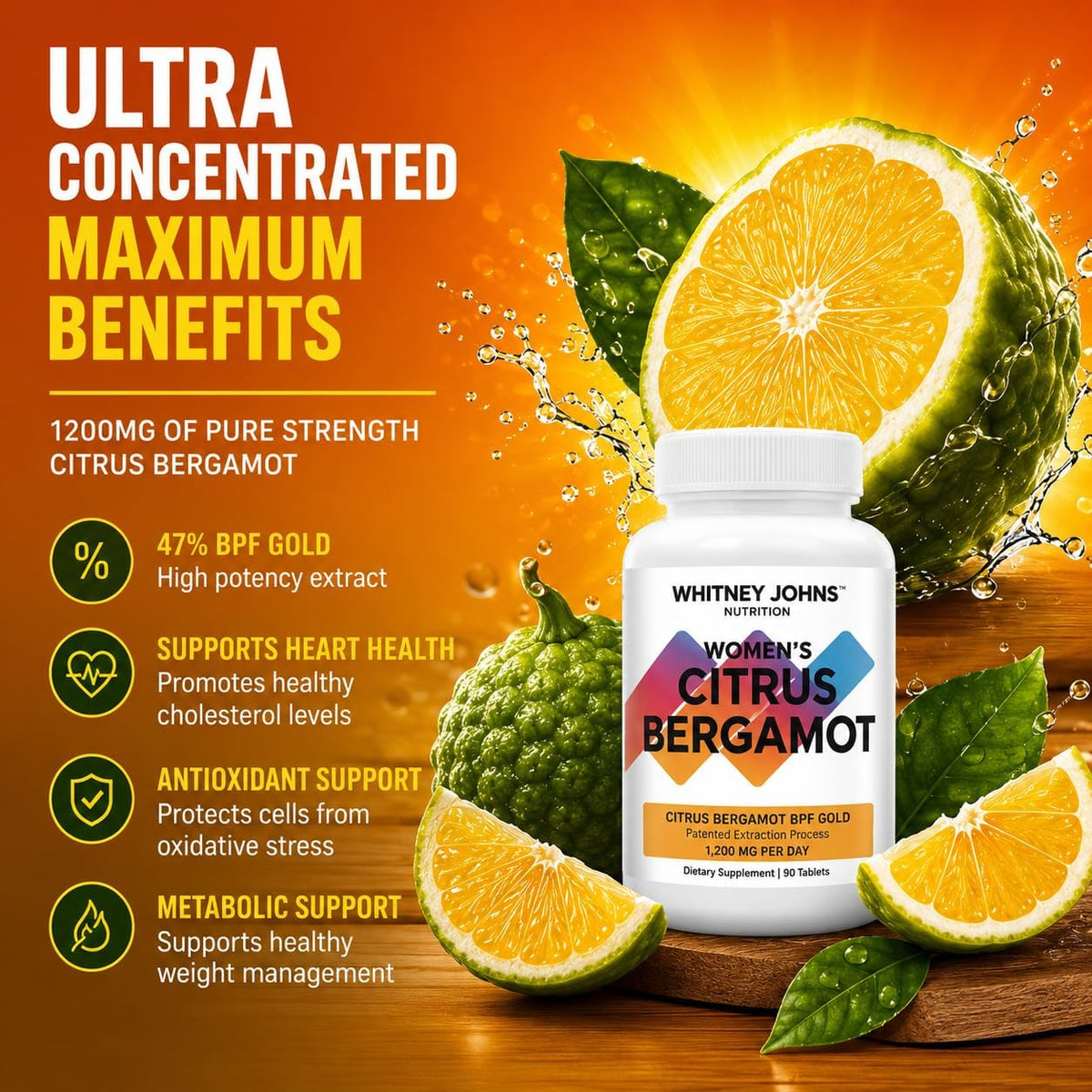 Whitney Johns Citrus Bergamot for Women, 1200mg, 90 Tablets - görsel 6