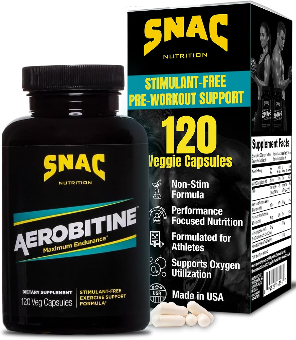 SNAC Aerobitine - Pre-Workout Supplement for Max Endurance, 120 Veggie Caps - görsel 1