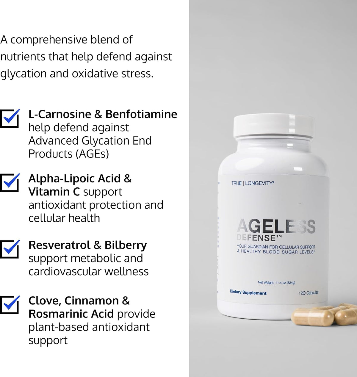 DRINK HRW AGELess Defence Ultimate Formulation – Supports Inhibition of Advanced Glycation End Products, Promotes Youthfulness (120 Tablets) - görsel 8