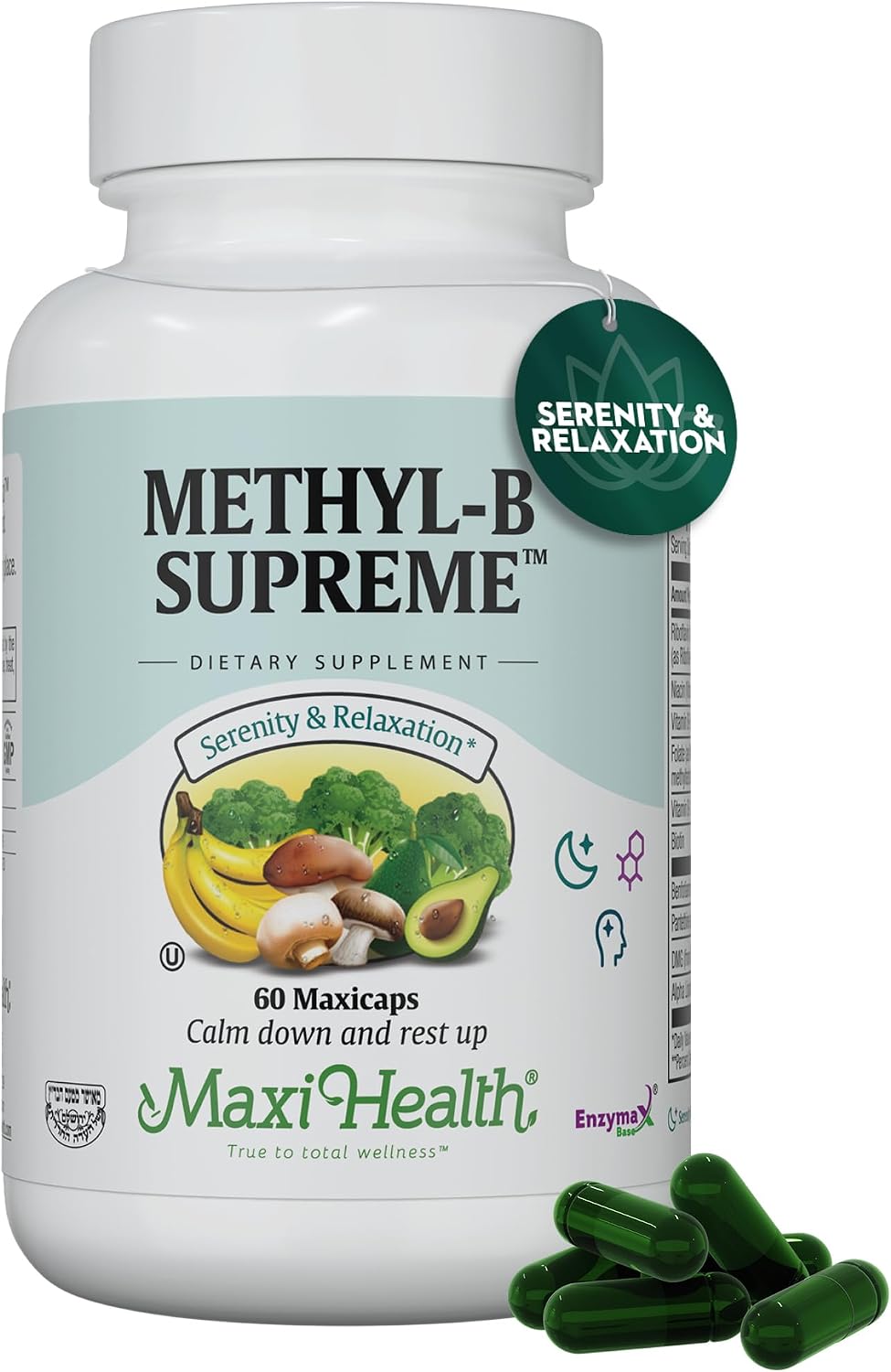 Stress B Complex Vitamins – Methyl-B Supreme with Methylated B12, B6, Folate & Biotin – For Calm, Energy & Relaxation – Kosher Vegan 60 Capsules - görsel 1