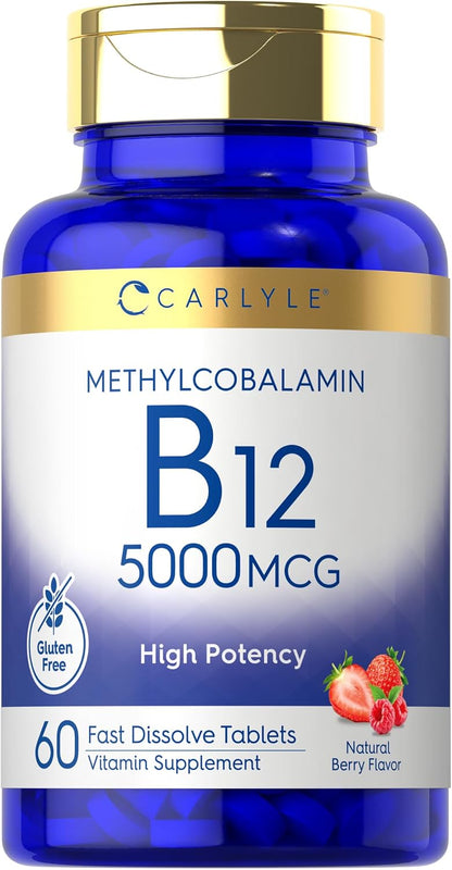 Carlyle Methylcobalamin Vitamin B12 5000mcg - 60 Fast Dissolving Tablets - Vegetarian, Non-GM & Gluten-free