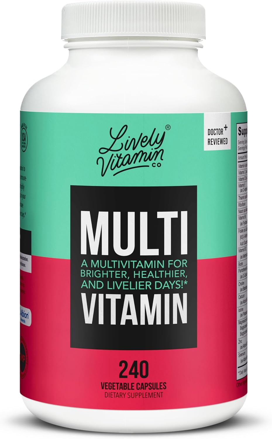Lively Vitamin Co. Multivitamin - 37 Vitamins, Minerals and Extracts - 240 Vegetarian Capsules - görsel 1