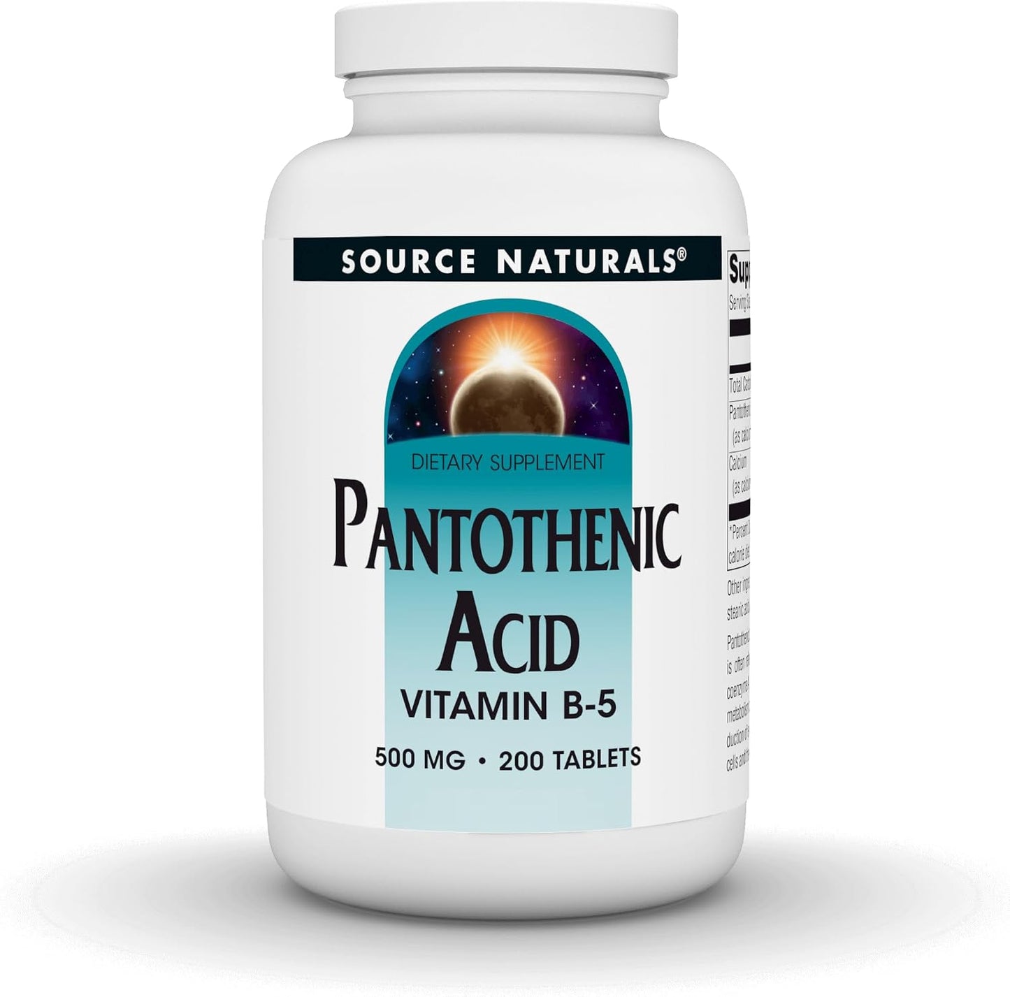 Source Naturals Pantothenic Acid 500mg – Vitamin B-5 Supplement, 200 Vegetarian Tablets - görsel 1