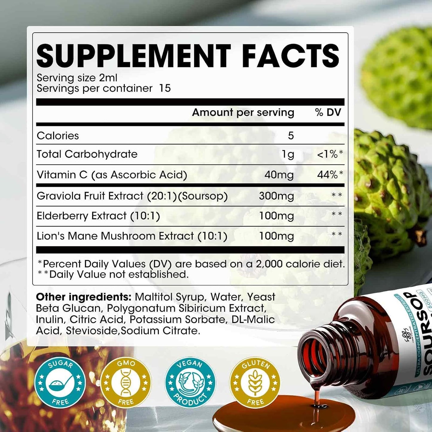iMATCHME Soursop Graviola Liquid Drops – Immune, Digestive and Antioxidant Support with Elderberry & Lion's Mane, 30 ml - görsel 8