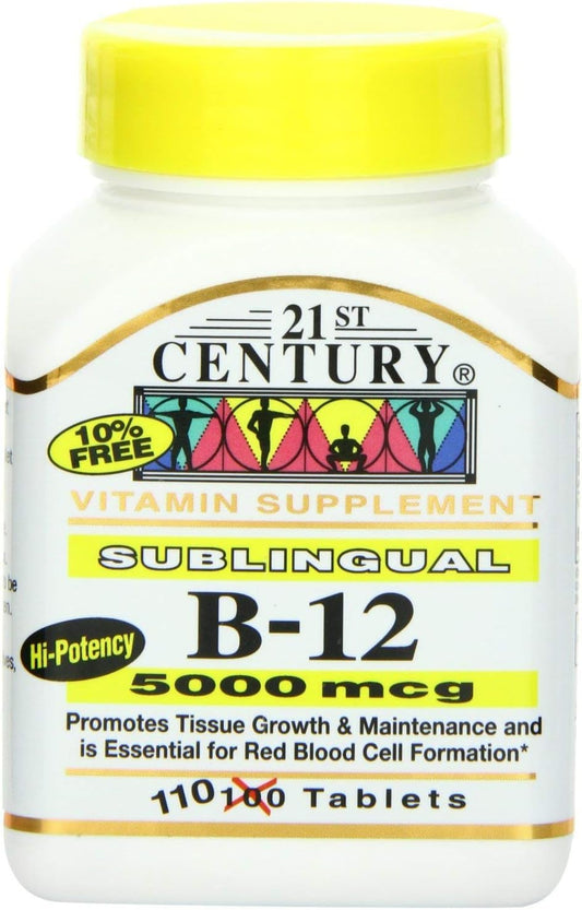 21st Century B-12 5000 mcg Sublingual Tablets, 110 Tablets (Pack of 2)